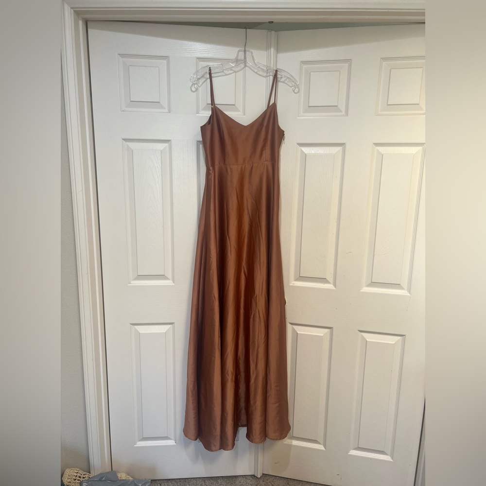 Show Me Your MuMu Faith Maxi Formal Bridesmaid Dress in Orange Chiffon sz Small